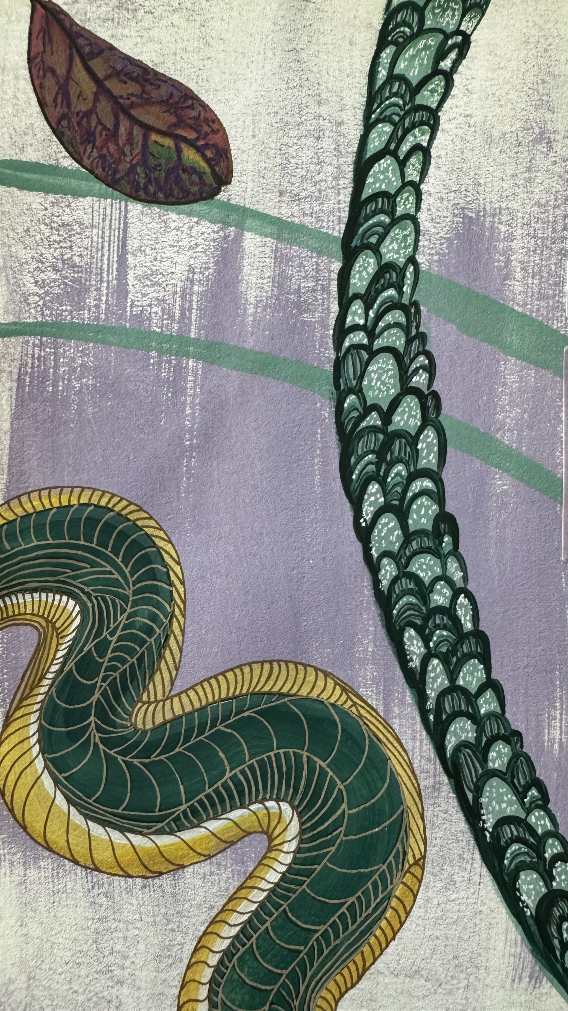 “Serpent II”, 
Acrylic on paper (Singapore, 2025)
